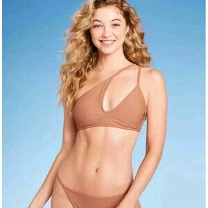 Wild Fable One Shoulder Terracotta Brown Bikini Set Asymmetric Cut Out XL 16 2pc